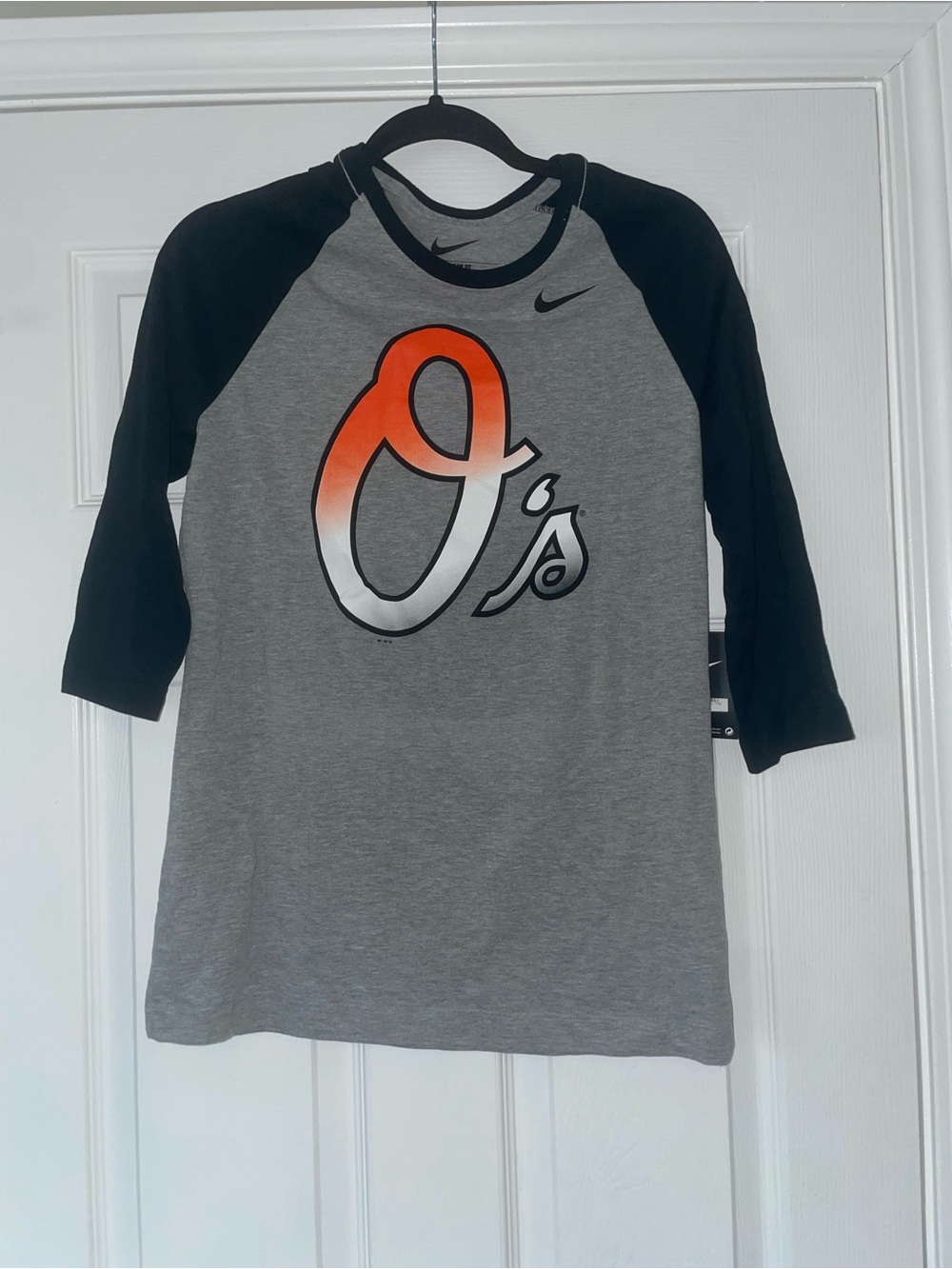 Nike Gray & Black Orioles Raglan 3/4 Sleeve Shirt